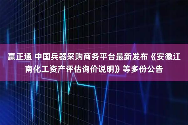 赢正通 中国兵器采购商务平台最新发布《安徽江南化工资产评估询价说明》等多份公告
