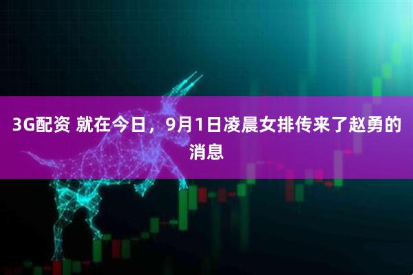 3G配资 就在今日，9月1日凌晨女排传来了赵勇的消息